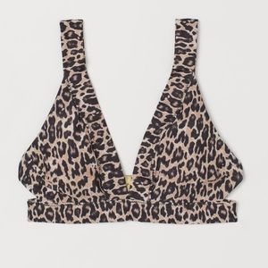 NWOT Leopard print triangle padded bikini top